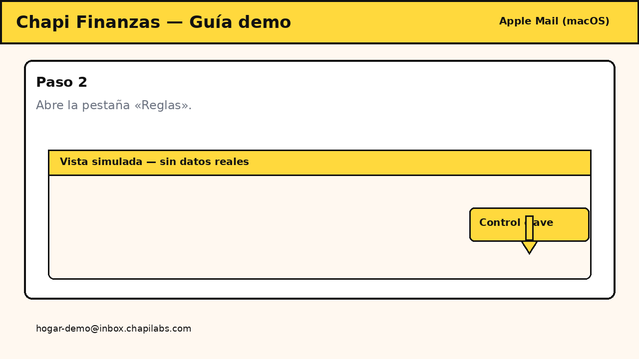 Pestaña Reglas en los ajustes de Mail.
